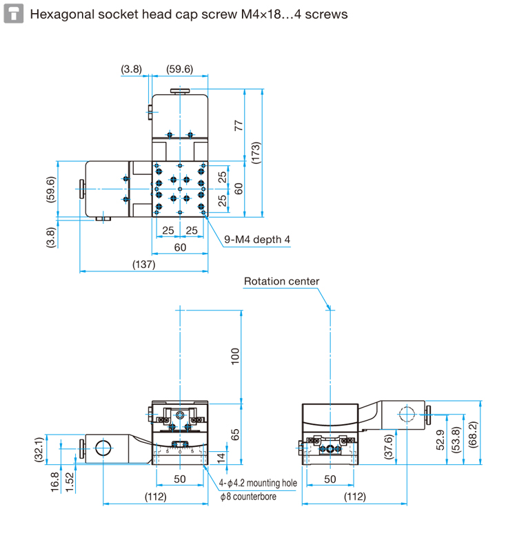 Stolik goniometryczny z aluminium, zmotoryzowany, dwuosiowy 100mm